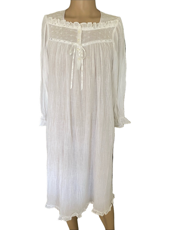 Coldwater Creek Other - Coldwater Creek White Cotton gauze Peasant Nightgown with Lace Yoke